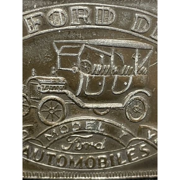 Vintage Henry Ford  Brass Belt Buckle Model T Automobile Detroit Record Year - Picture 5 of 8